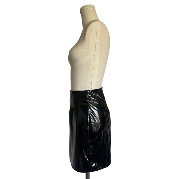 Fashion Nova Black Liquid Latex Look Vinyl Mini Skirt Goth Industrial Zipper S - Picture 7 of 11